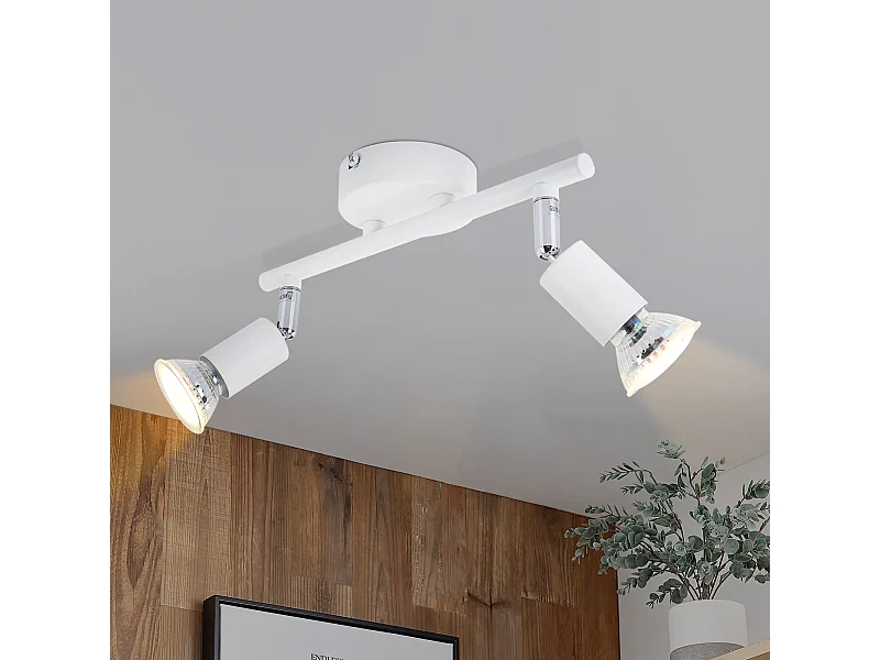 NETTLIFE Plafonnier LED 2 spots GU10 - Spot de Plafond Lampe de Plafond Moderne Intérieur Blanc pour Salon Salle de Bain Cuisine Bureau