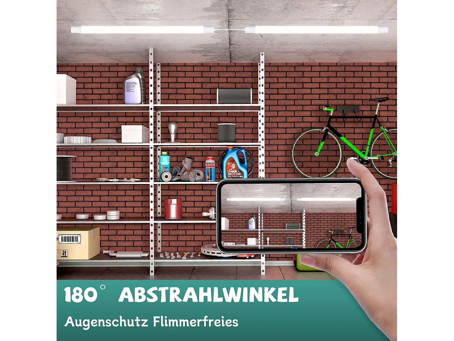 NETTLIFE Plafondlamp LED Vochtbestendige lamp 120 cm IP65 Plafondverlichting Lang Werklamp 1xLED TL 36 W Koel wit Licht 5000 K