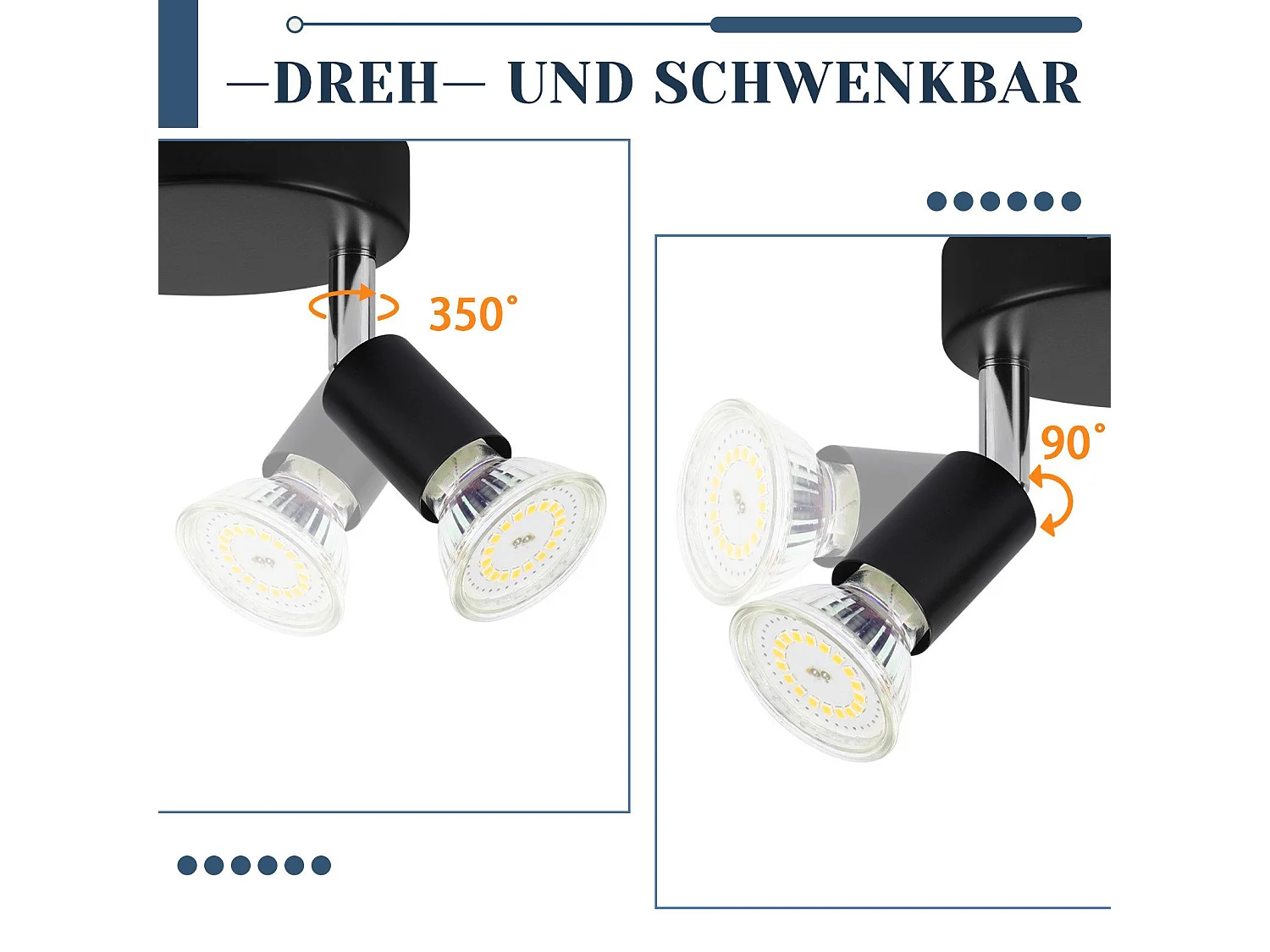 Gu10 LED Deckenleuchte - 3 moderne runde Deckenspots 350° Deckenspots