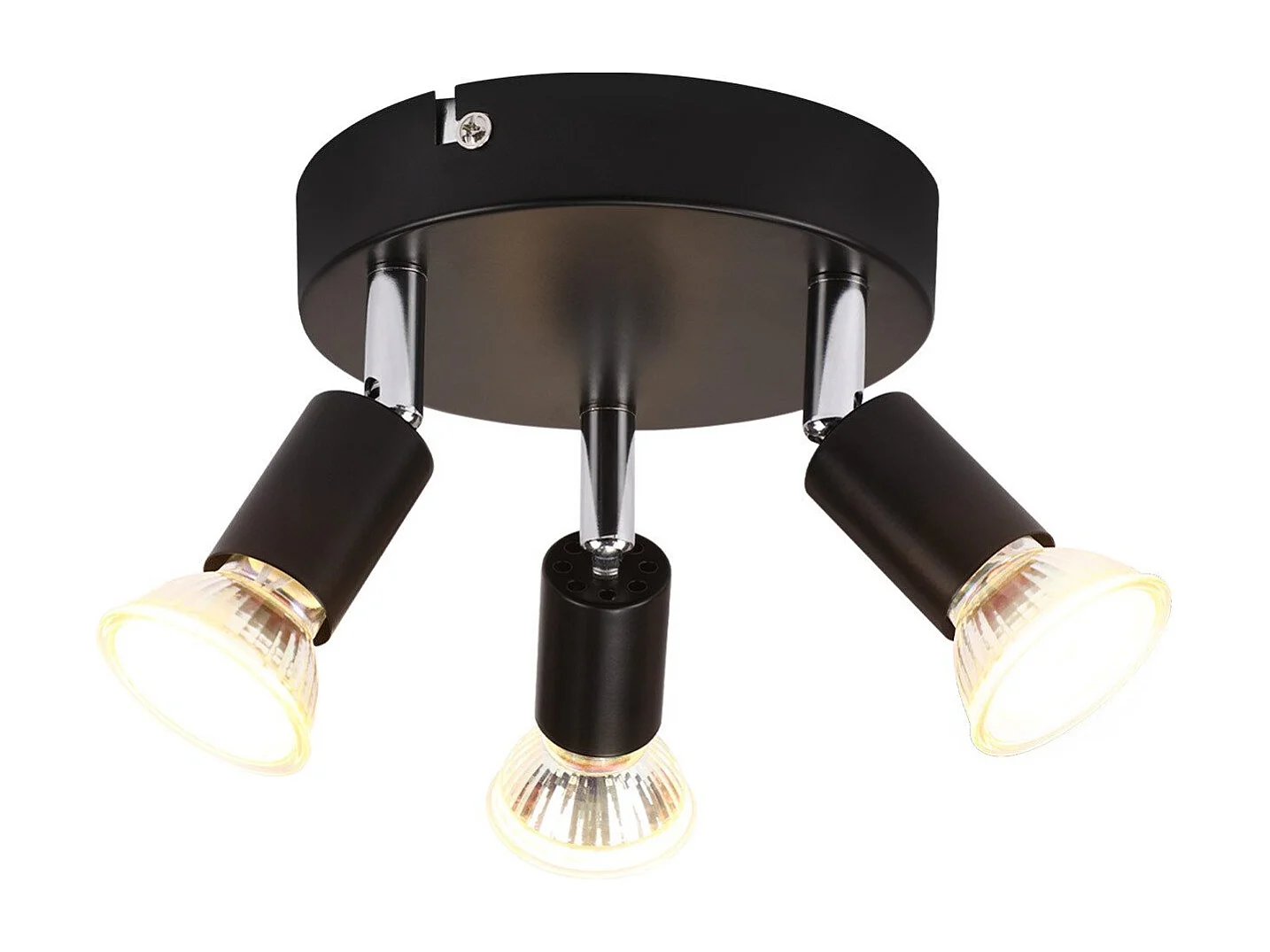 NETTLIFE Plafonnier LED GU10 -3 Spots de Plafond Ronde Moderne Spots de Plafond 350° pour Cuisines Couloir Chambre Salon - sans Ampoule Noir