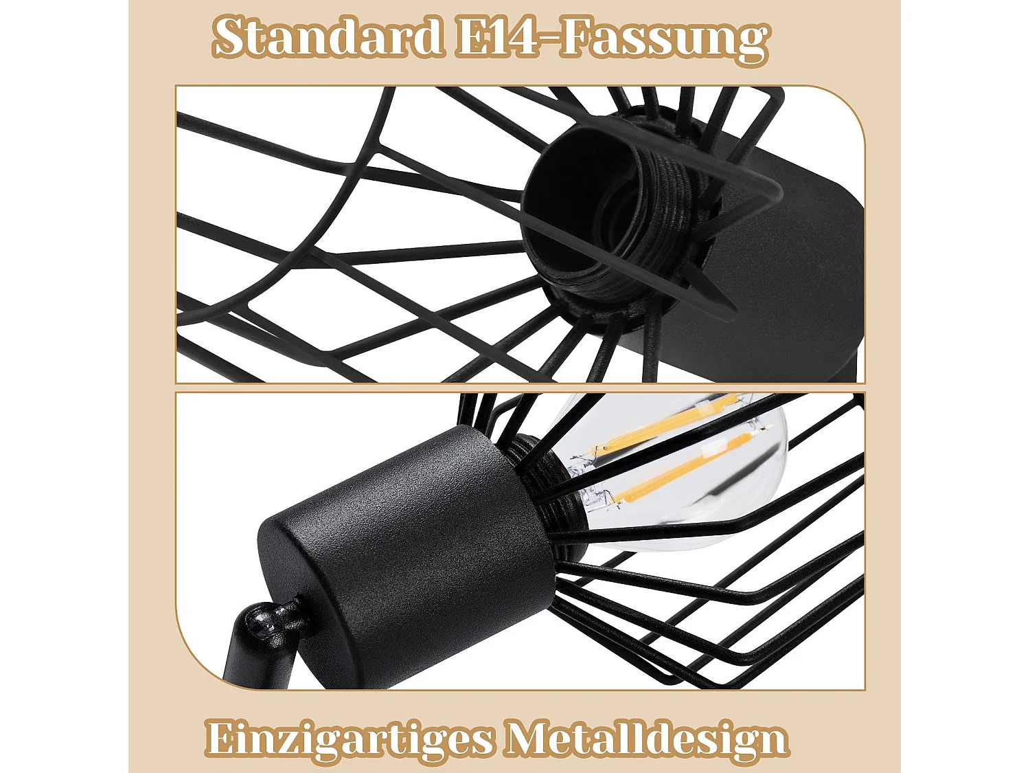 NETTLIFE Lampa sufitowa E14 6 płomieni czarny punktowy sufitowy przemysłowy reflektor LED obrotowy 350° z możliwością ściemniania