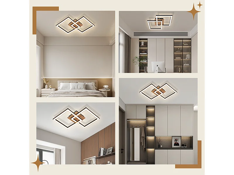 NETTLIFE LED Plafondlamp Zwart Hout 3000K Warm Wit Modern Design 24W