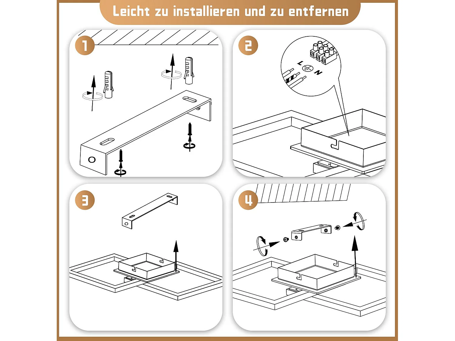 NETTLIFE LED Plafondlamp Zwart Hout 3000K Warm Wit Modern Design 24W