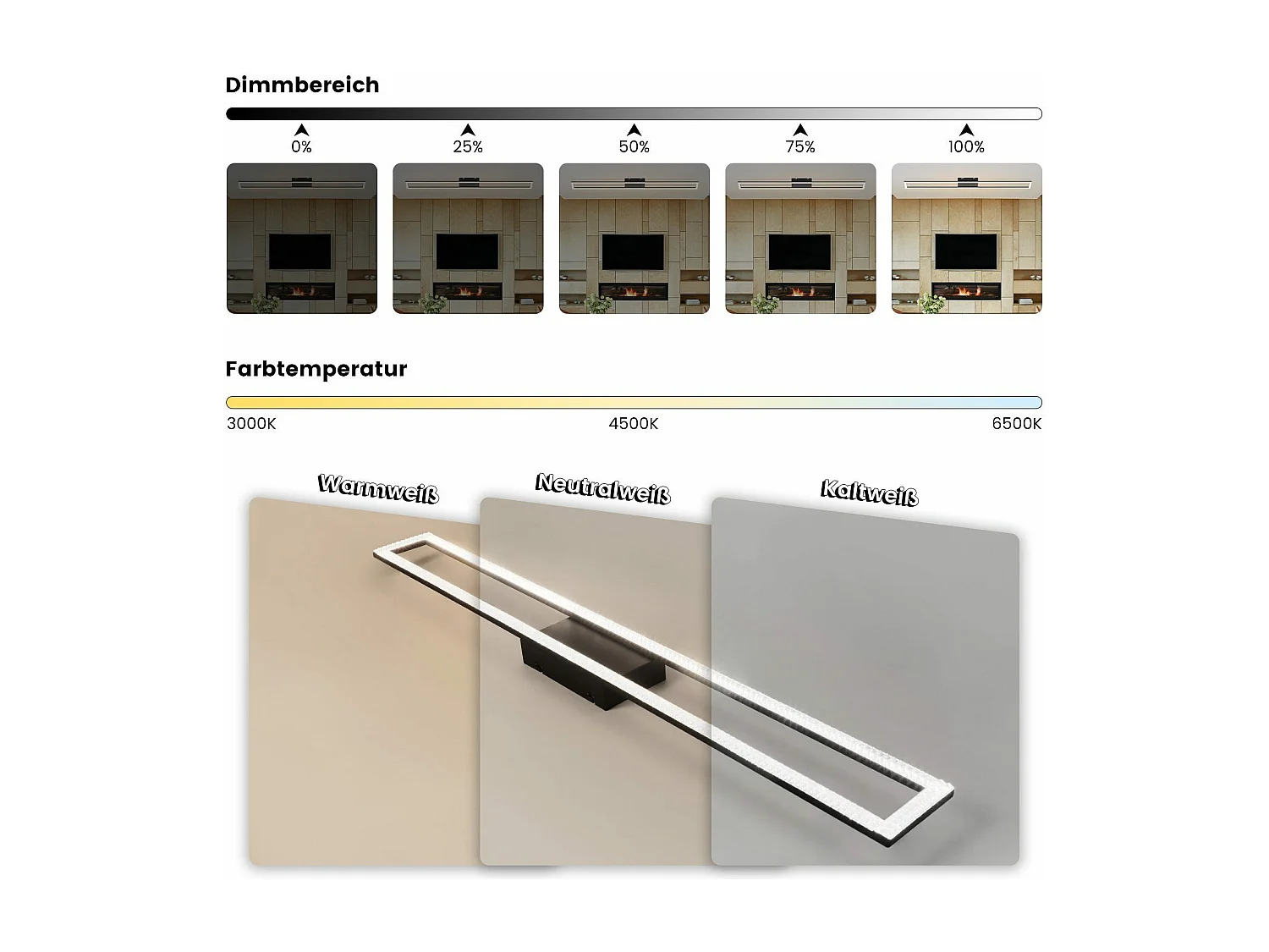 NETTLIFE LED Deckenleuchte Schlafzimmer 40W dimmbar mit Fernbedienung 108CM moderne schwarze Wohnzimmerlampe für