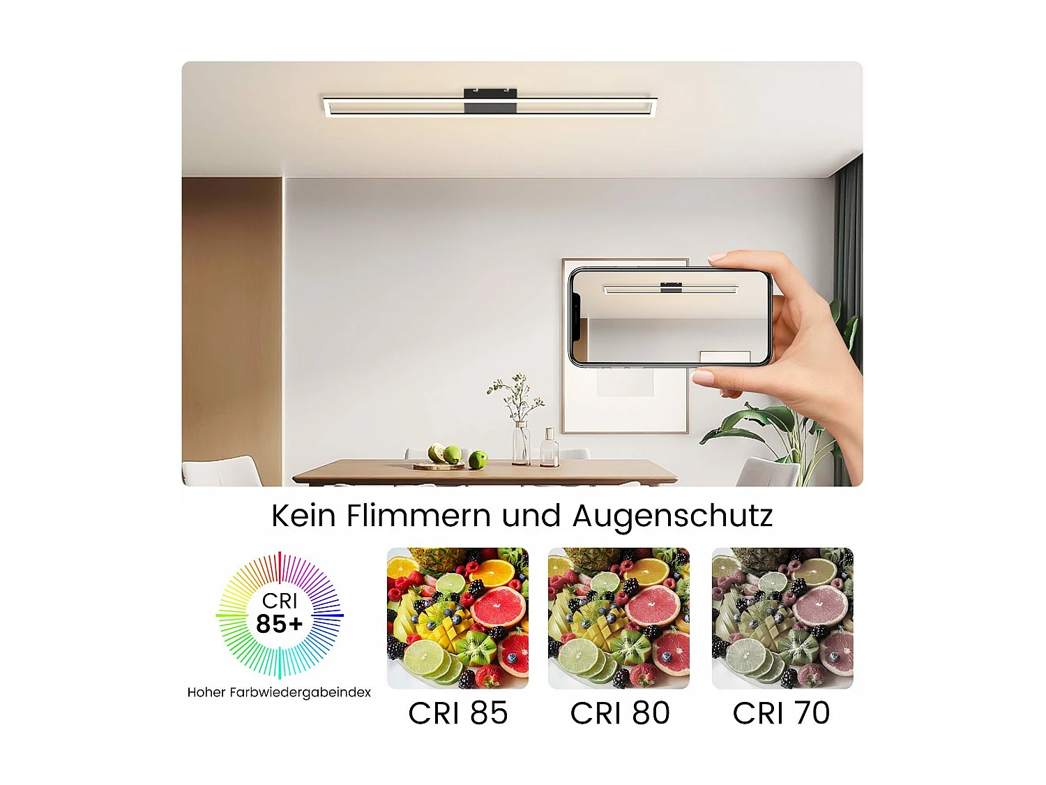 NETTLIFE LED Deckenleuchte Schlafzimmer 40W dimmbar mit Fernbedienung 108CM moderne schwarze Wohnzimmerlampe für