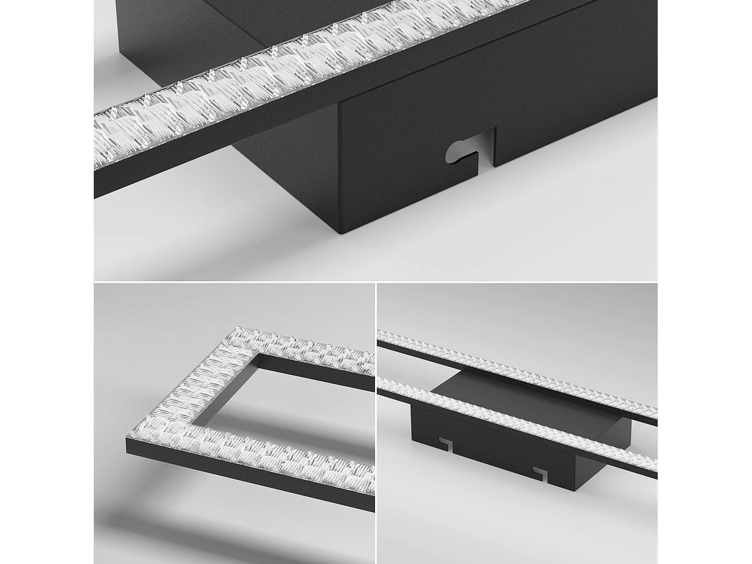 NETTLIFE LED plafonnier chambre 40W réglable avec télécommande 108CM lampe de salon moderne noir pour