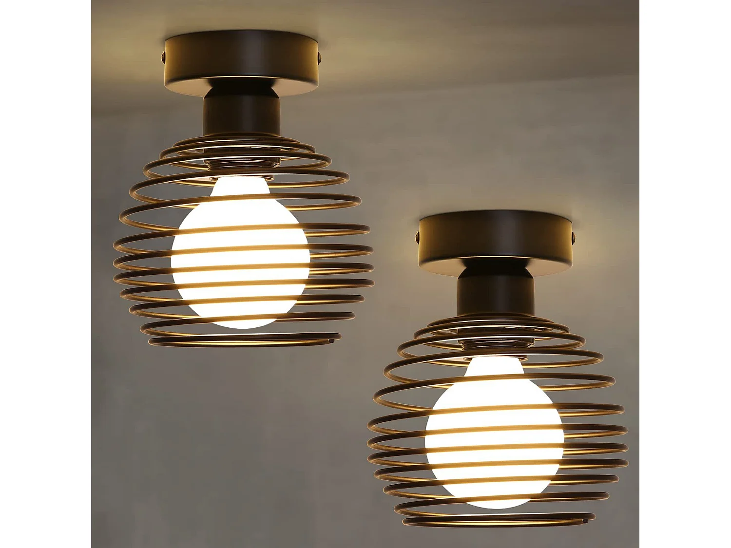 NETTLIFE Vintage lampa sufitowa 2 czarne lampy do przedpokoju w stylu retro E27 maks. 40W Bez żarówek