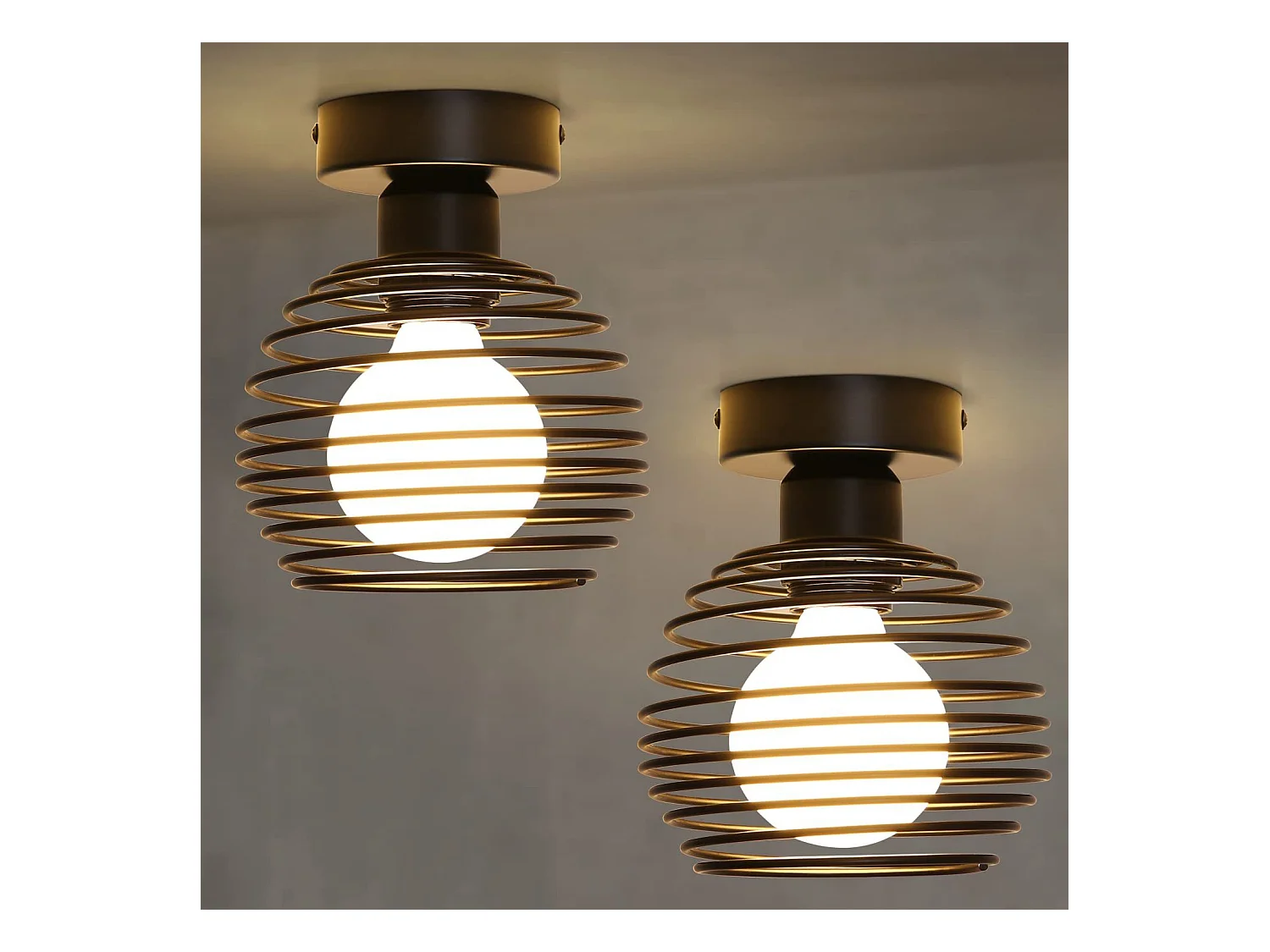 NETTLIFE Plafonnier vintage plafonnier 2 lampes de couloir rétro noir E27 max.40W Sans ampoules