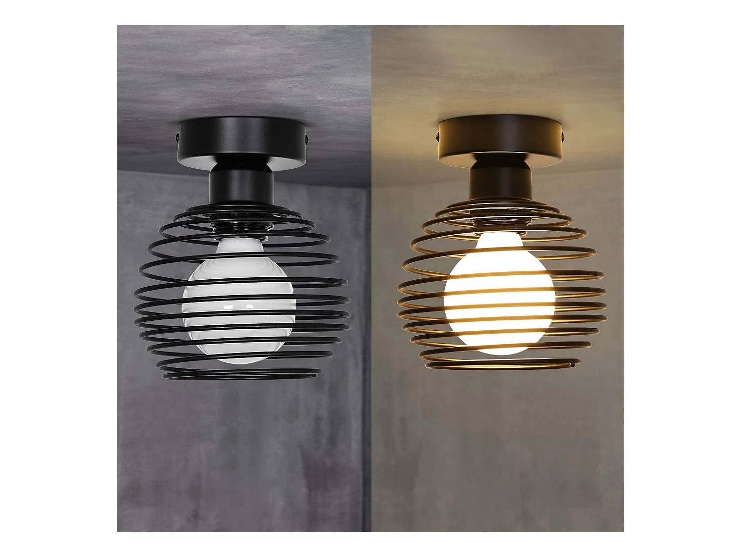 NETTLIFE Vintage Deckenleuchte, 2-flammig Retro Flurleuchte Schwarz E27 max.40W ohne Glühbirnen
