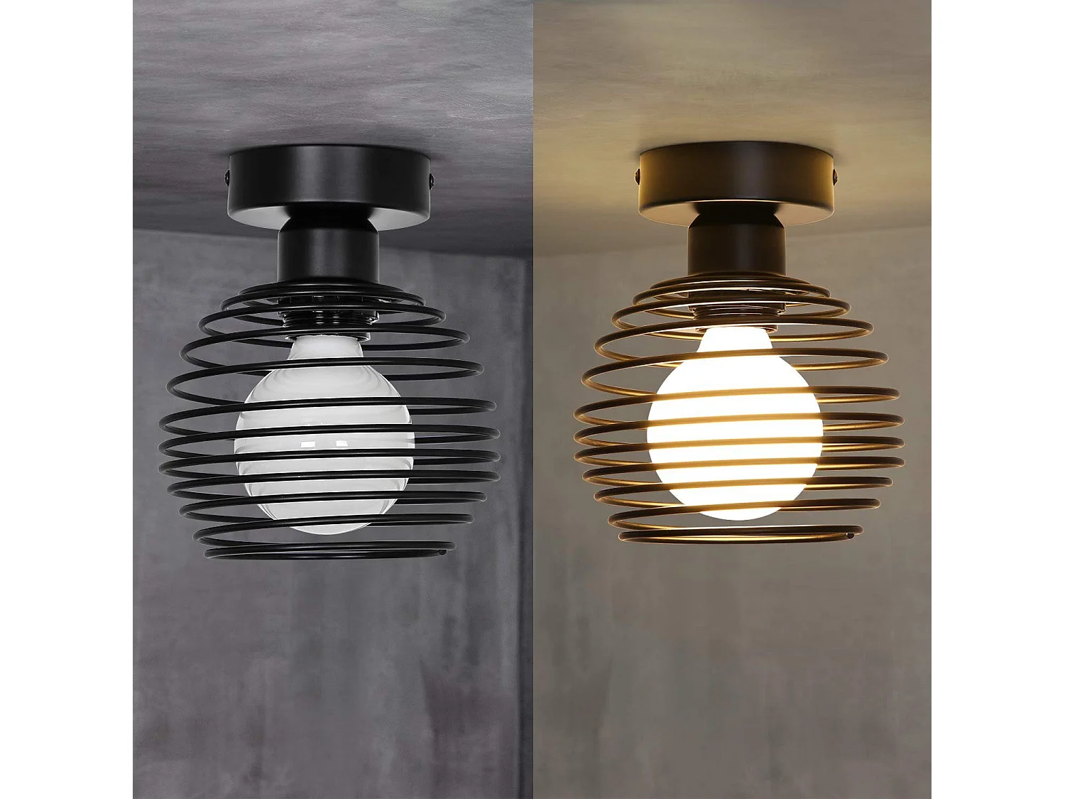 NETTLIFE Plafondlamp E27 - 2 stuks - vintage - zwart - 16cm - metal - industriële slaapkamerlamp - voor gang trap balkon gang keuken slaapkamer