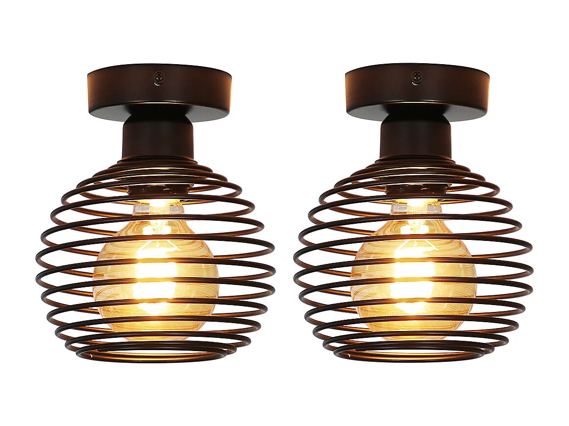 NETTLIFE Plafonnier vintage plafonnier 2 lampes de couloir rétro noir E27 max.40W Sans ampoules