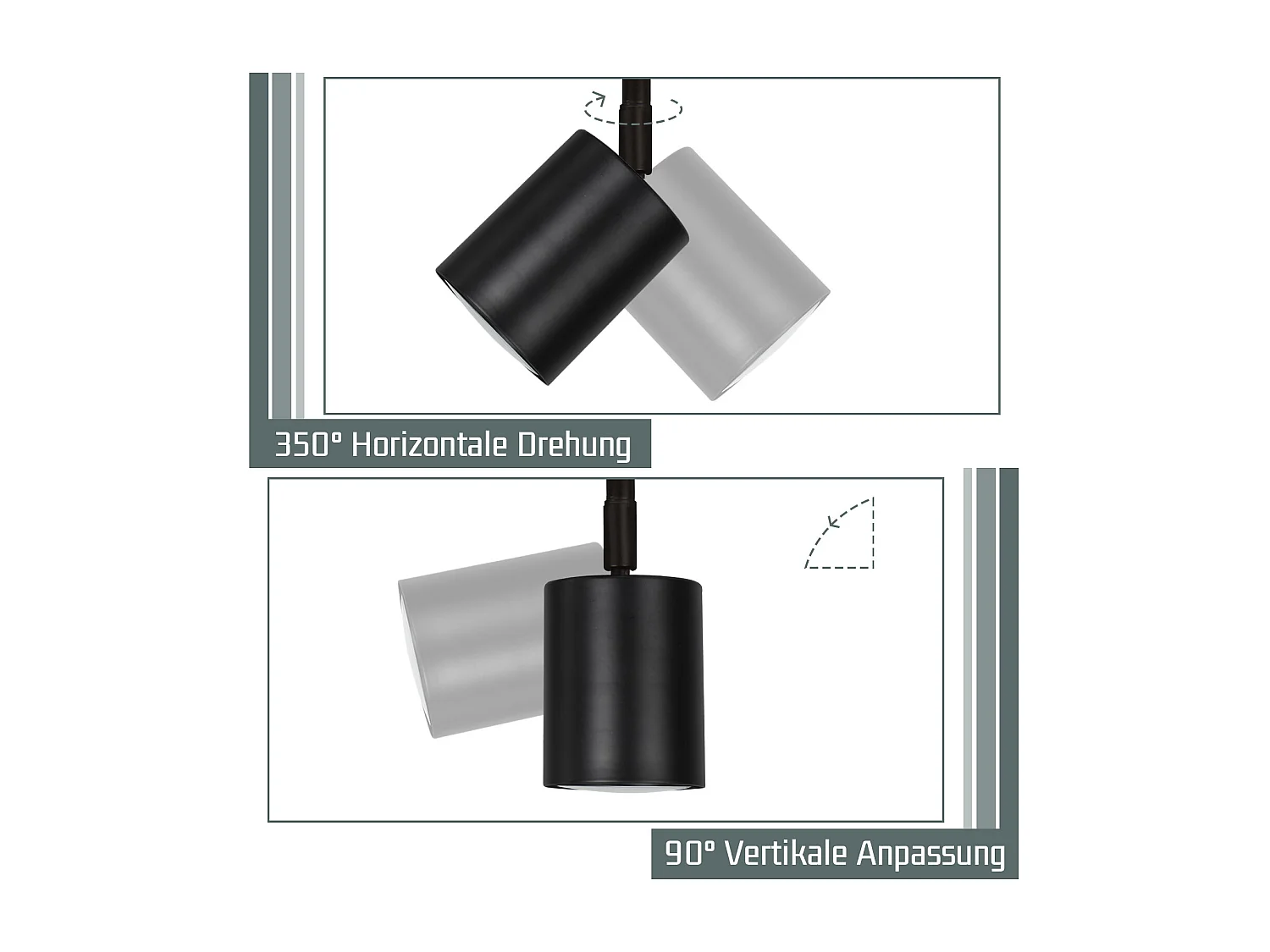 NETTLIFE Opbouwspot - rond - 4-Lichts - 350° Draaibaar Plafondspot - zwart - GU10 Fitting - Moderne Plafondlamp - voor Hal | Woonkamer | Slaafkamer - L 22cm