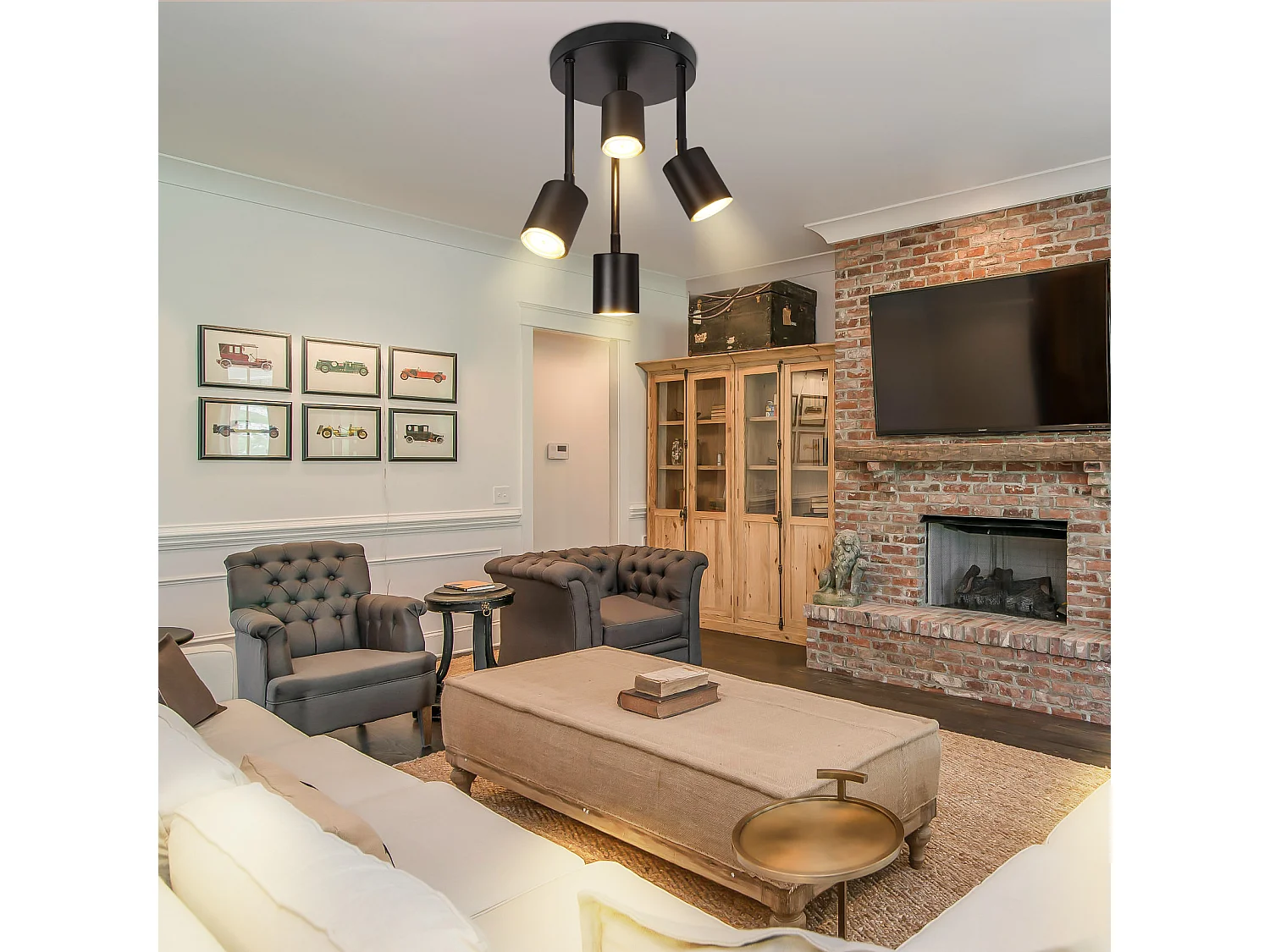 NETTLIFE Opbouwspot - rond - 4-Lichts - 350° Draaibaar Plafondspot - zwart - GU10 Fitting - Moderne Plafondlamp - voor Hal | Woonkamer | Slaafkamer - L 22cm