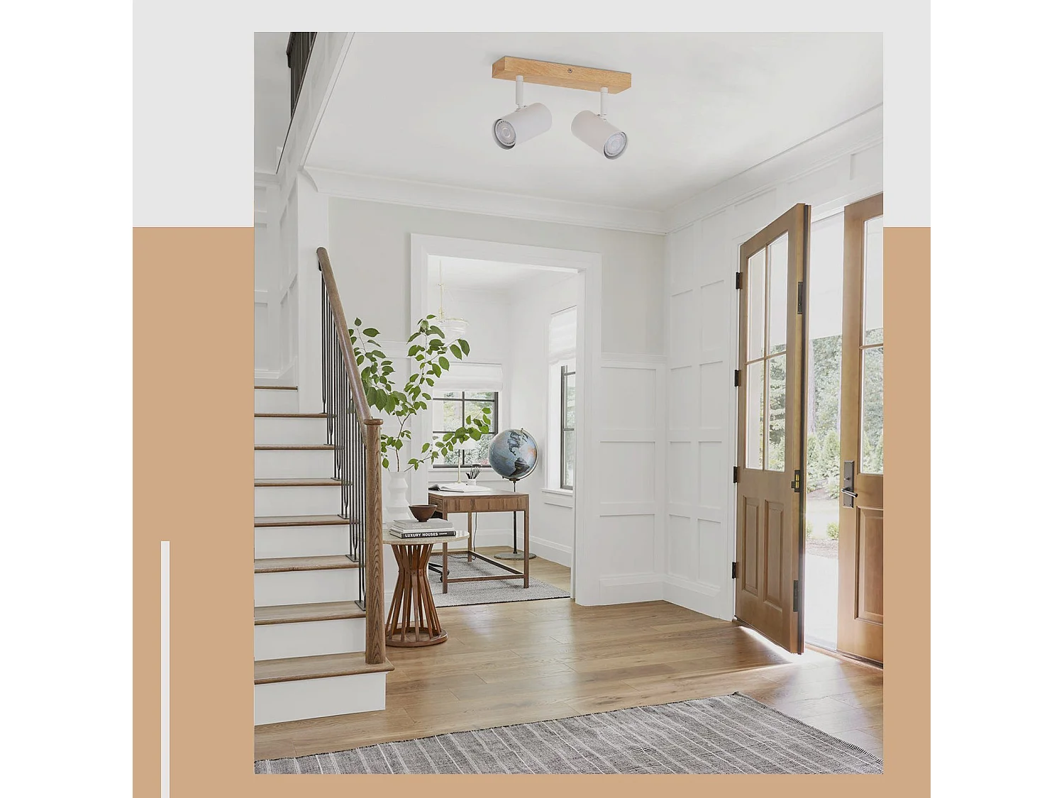 NETTLIFE Deckenstrahler 1 flammig Flurlampe Holz Weiß Korridor Modern Metall Deckenleuchte GU10 350° für