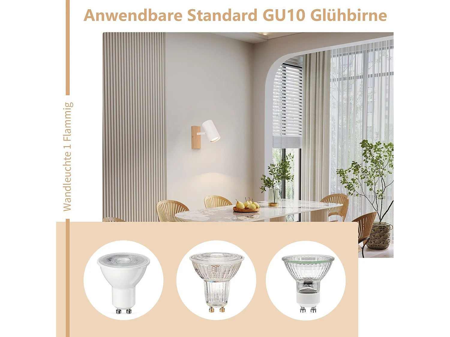 NETTLIFE Spot de Plafond 1 Ampoule Lampe de Couloir Bois Couloir Blanc Plafonnier Métal Moderne GU10 350° pour