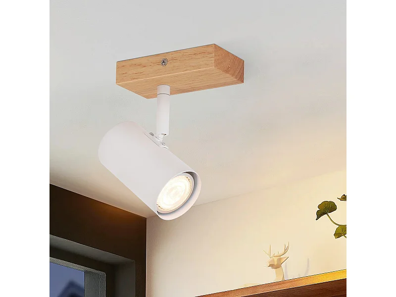 NETTLIFE Spot de Plafond 1 Ampoule Lampe de Couloir Bois Couloir Blanc Plafonnier Métal Moderne GU10 350° pour