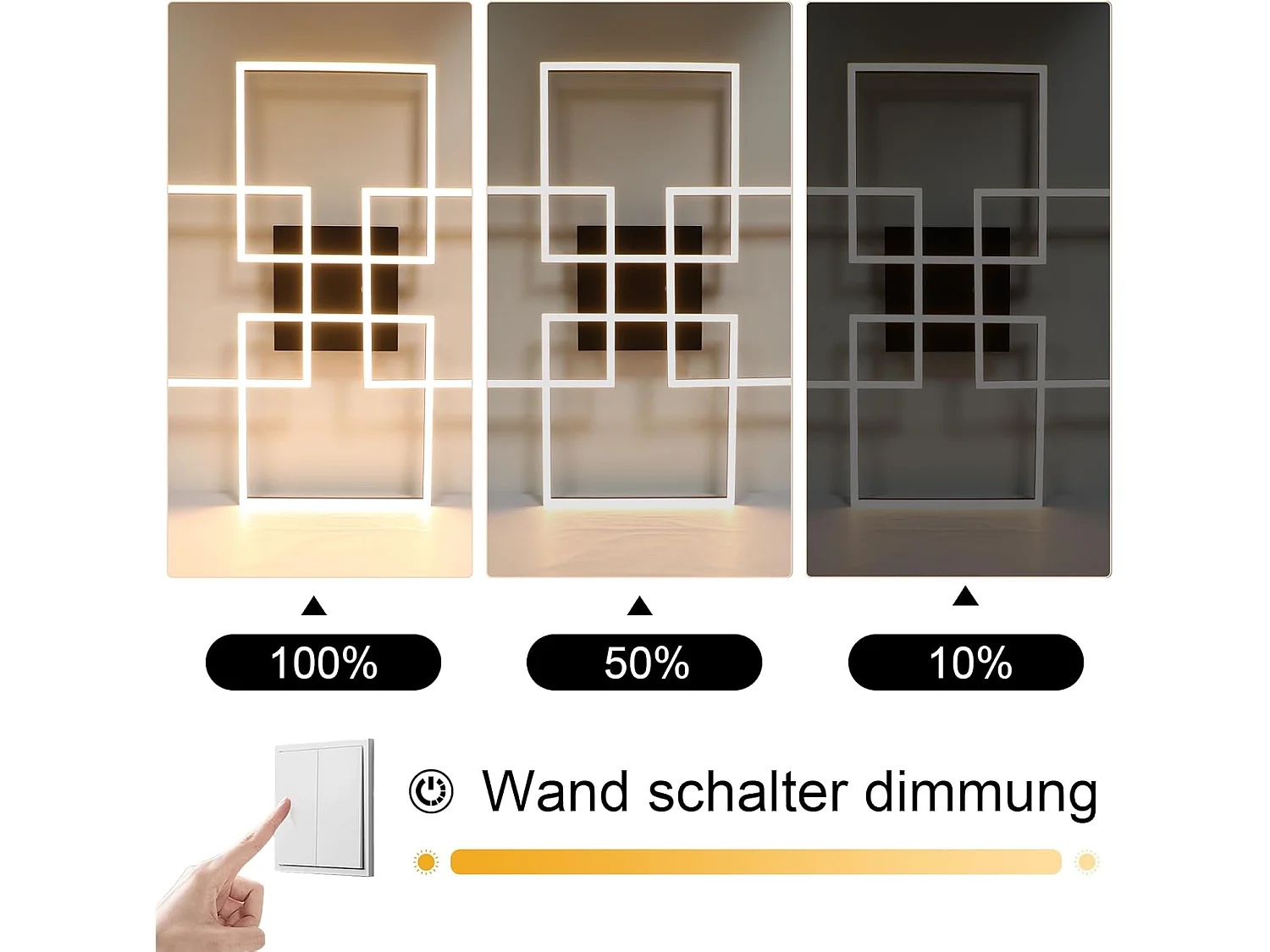 NETTLIFE plafonnier LED 4 noir moderne 32W 3000K blanc chaud