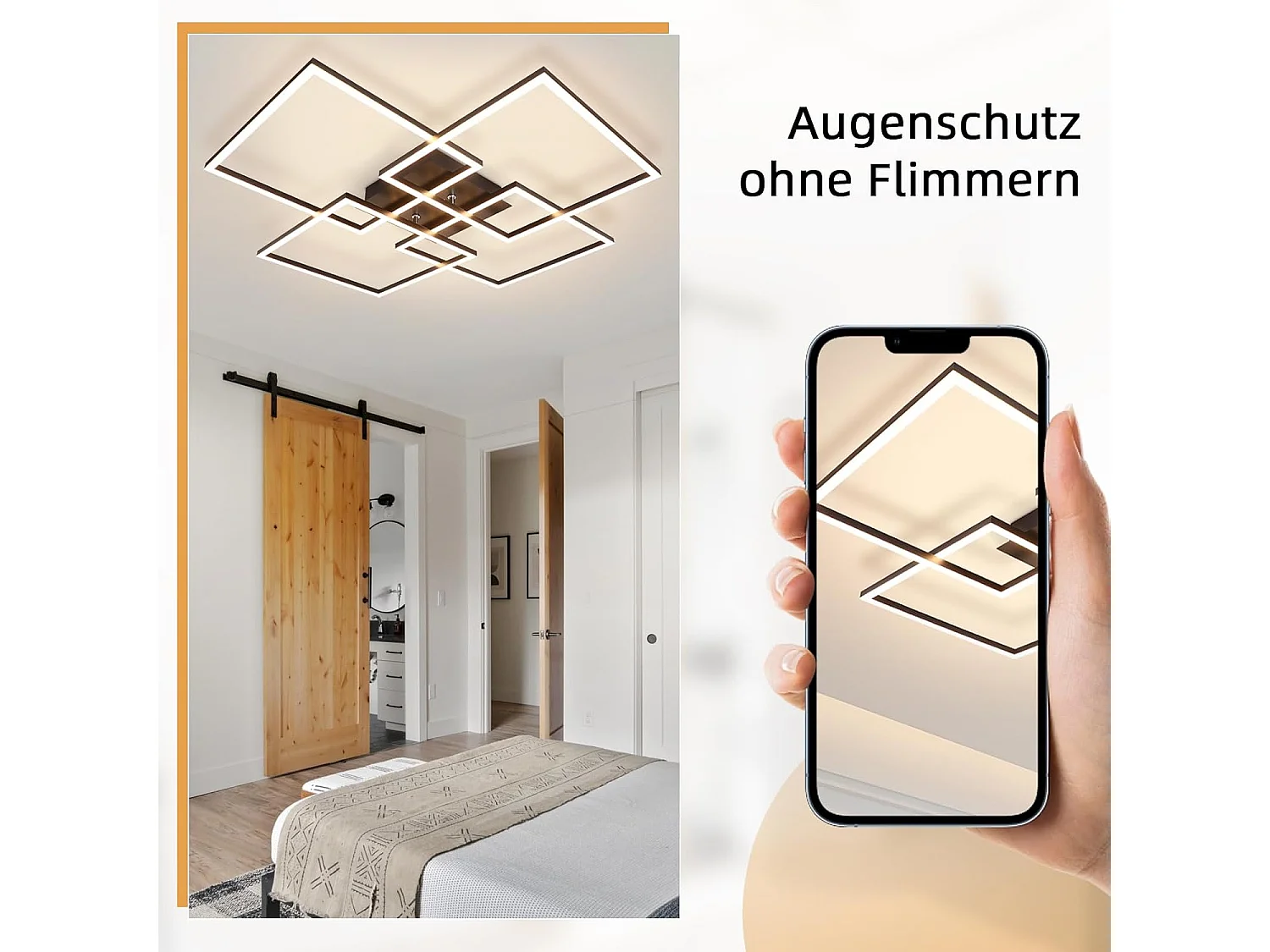 NETTLIFE Plafondlamp LED - Vierkant - 4 Lichts - Zwart - 3000K Warm wit Licht - Modern Plafondlamp 72cm - voor Woonkamer | Keuken | Slaapkamer - 32W