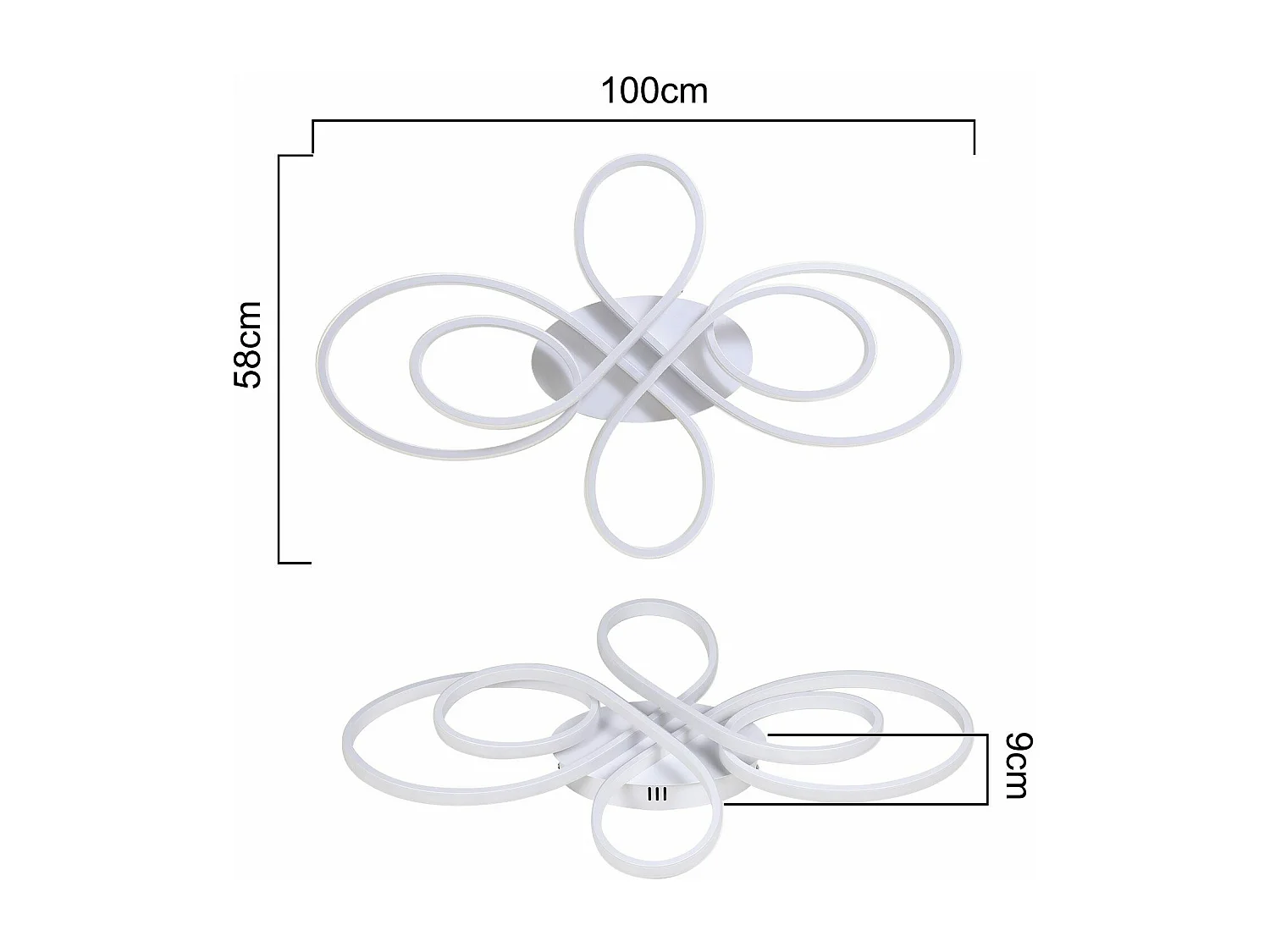 NETTLIFE Lampa sufitowa LED z możliwością przyciemniania, duża, 100 cm, 90 W, nowoczesna, biała, z pilotem
