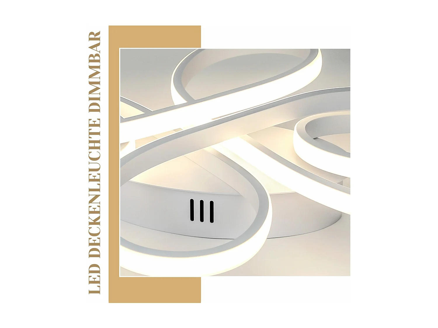 NETTLIFE Lampa sufitowa LED z możliwością przyciemniania, duża, 100 cm, 90 W, nowoczesna, biała, z pilotem