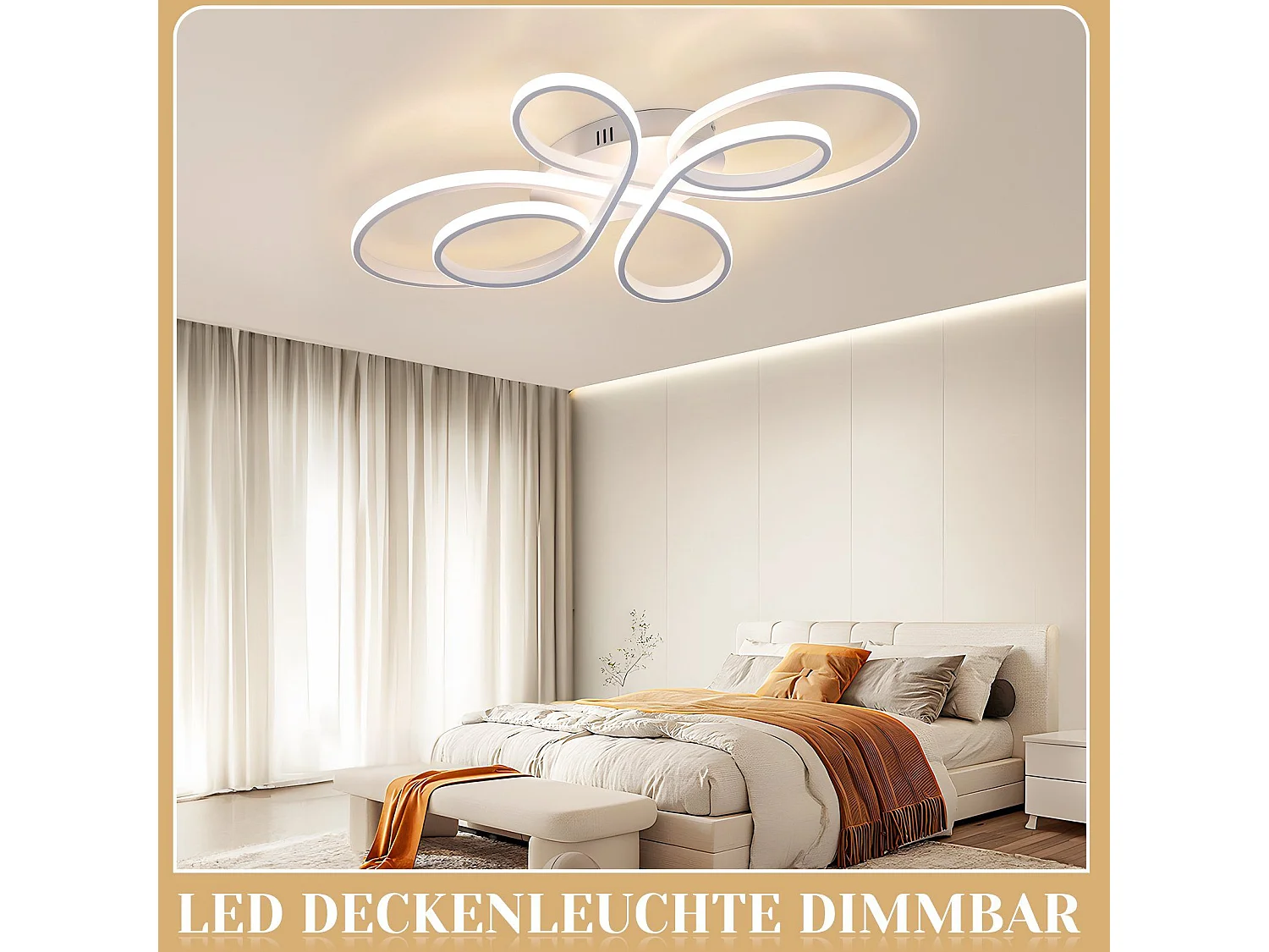NETTLIFE Plafonnier LED Dimmable Grand 100cm 90W Moderne Blanc avec Télécommande Design