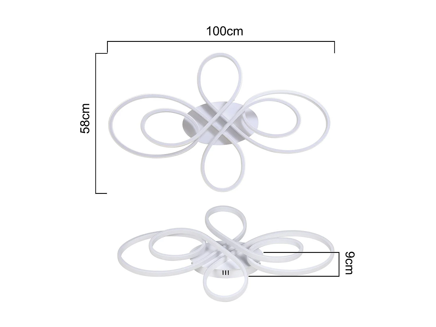 NETTLIFE Plafonnier LED Dimmable Grand 100cm 90W Moderne Blanc avec Télécommande Design