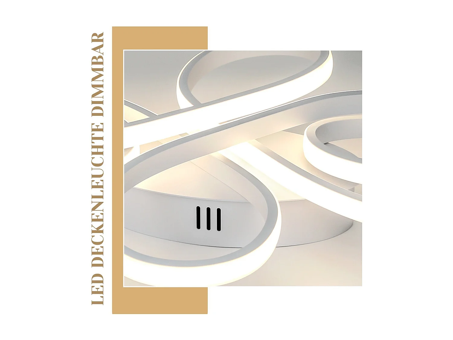 NETTLIFE Plafonnier LED Dimmable Grand 100cm 90W Moderne Blanc avec Télécommande Design