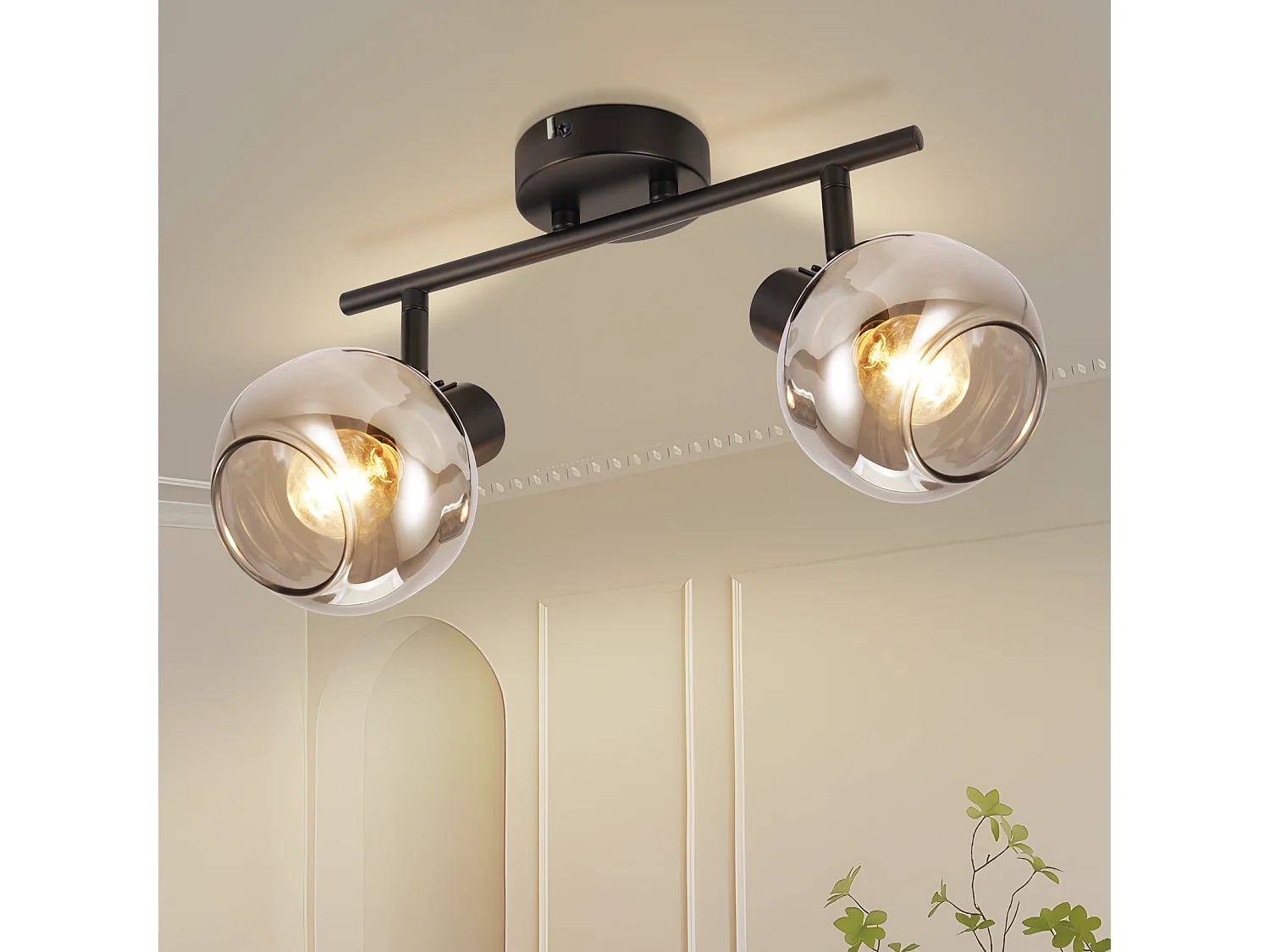 NETTLIFE Spot de plafond spots de plafond noirs GU10-2 rotatif à 355° moderne