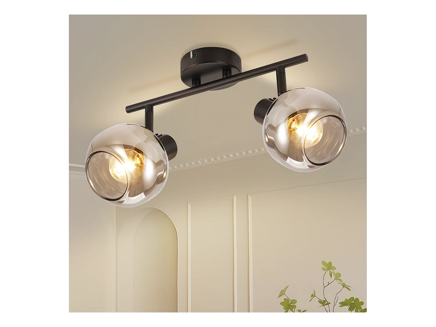 NETTLIFE Spot de plafond spots de plafond noirs GU10-2 rotatif à 355° moderne
