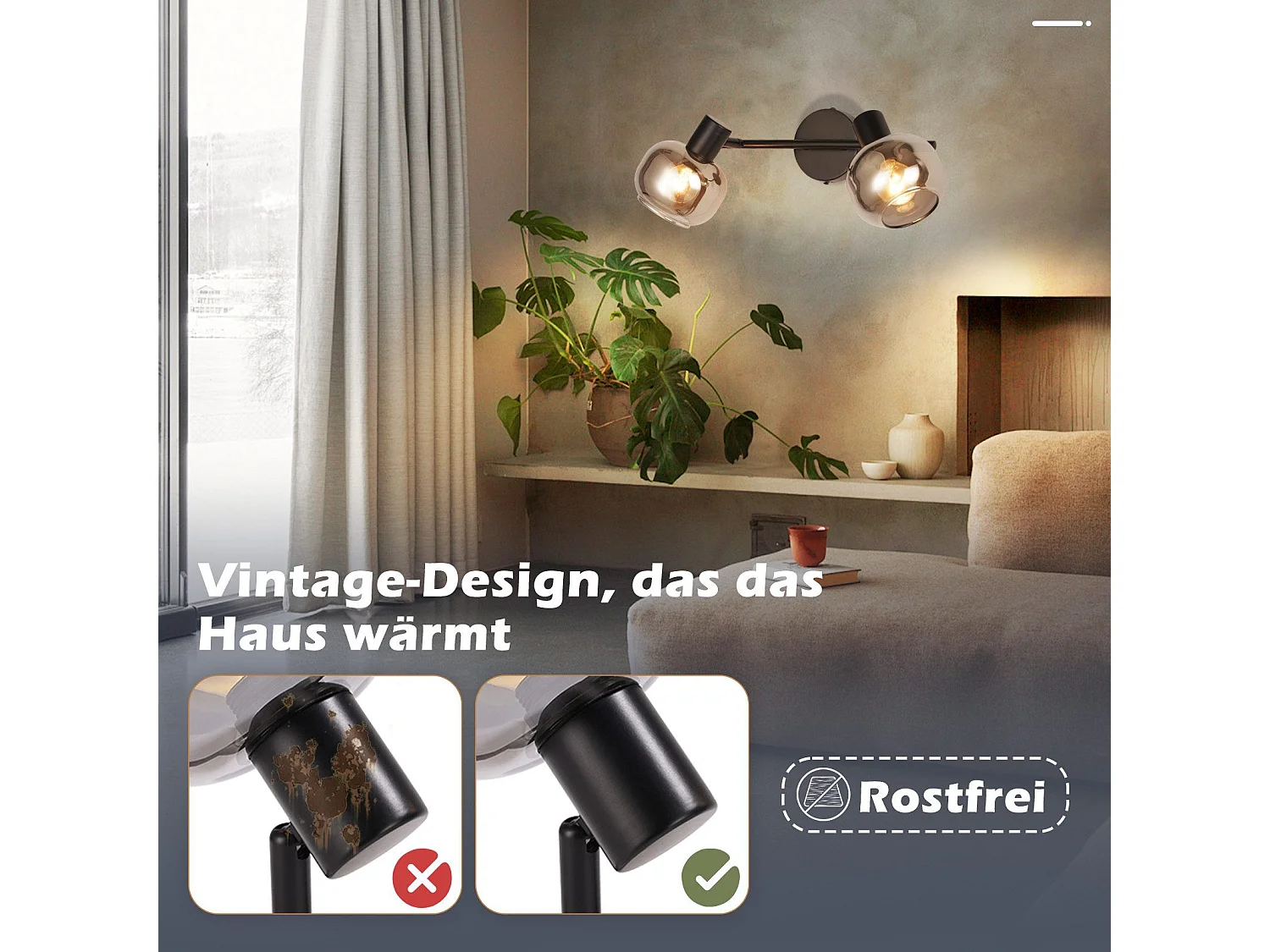 NETTLIFE Spot de plafond spots de plafond noirs GU10-2 rotatif à 355° moderne