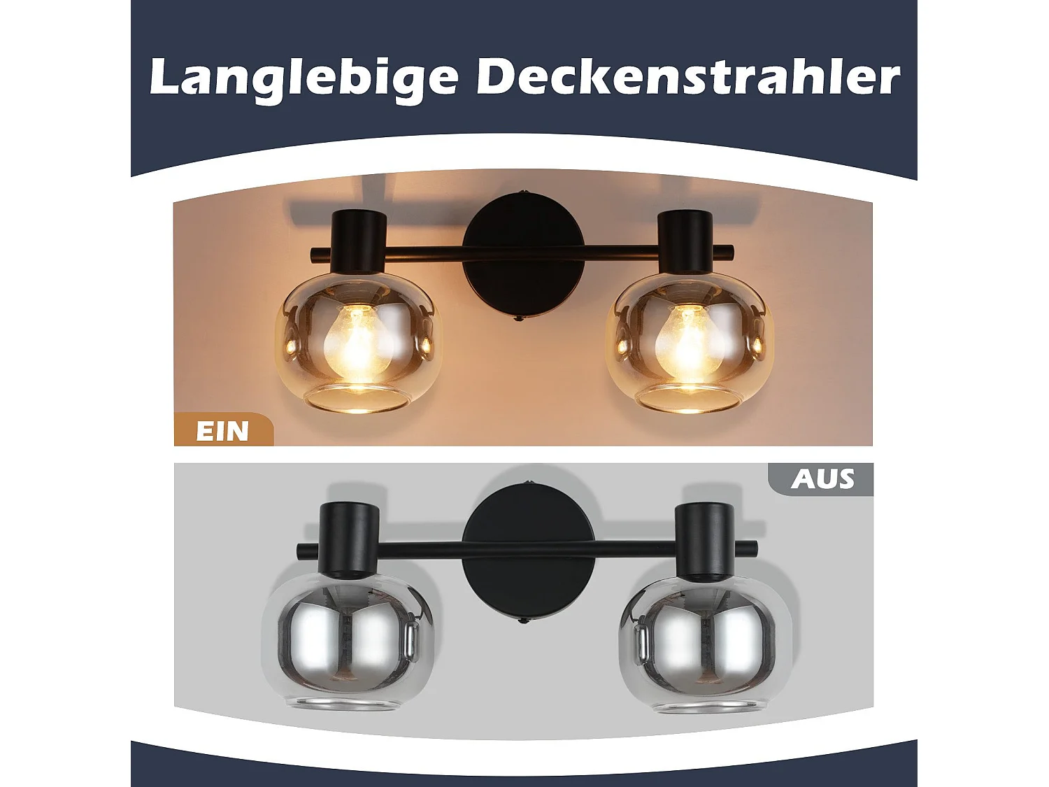 NETTLIFE Spot de plafond spots de plafond noirs GU10-2 rotatif à 355° moderne