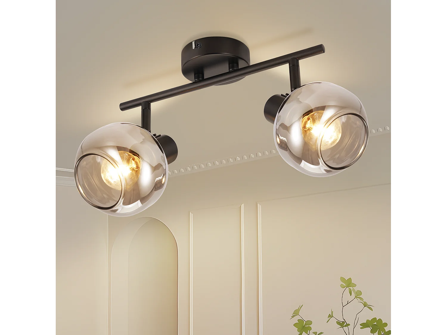 NETTLIFE Spot de plafond spots de plafond noirs GU10-2 rotatif à 355° moderne