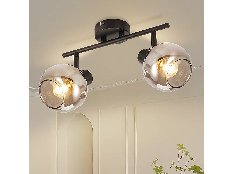 NETTLIFE Spot de plafond spots de plafond noirs GU10-2 rotatif à 355° moderne