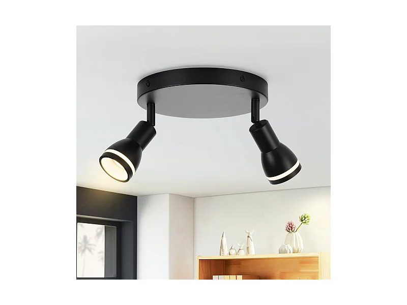 LED Deckenstrahler 2 Flammig Schwarz Wohnzimmer Deckenleuchte Verstellbar Strahler Gu10 Spot Lampe Modern