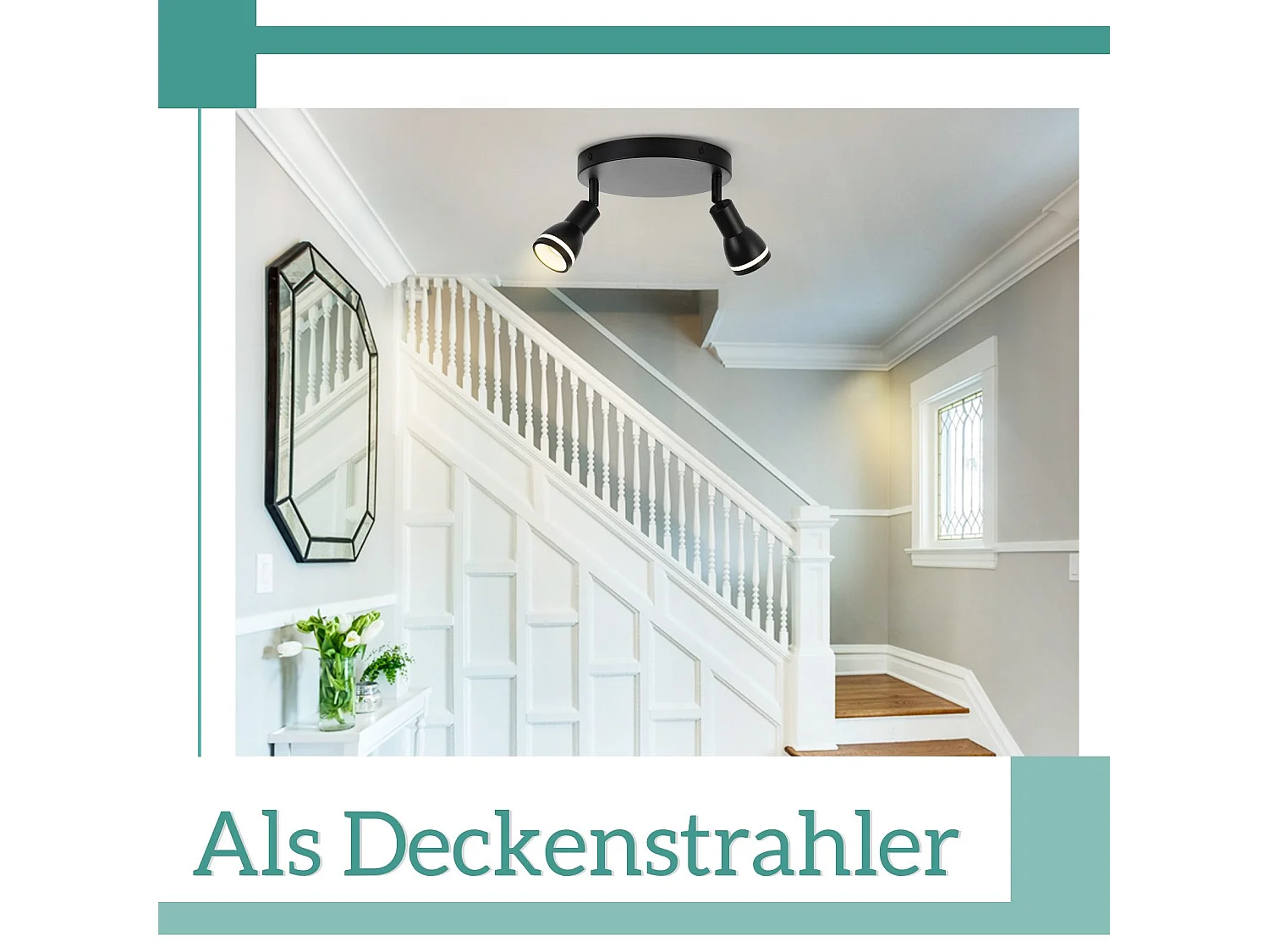 NETTLIFE Opbouwspot GU10 L 20cm zwart 2-Lichts Moderne Plafondlamp 355° draaibaar Plafondspot creatief ontwerp Lampkap voor Slaafkamer | Kantoor | Woonkamer Max.25W