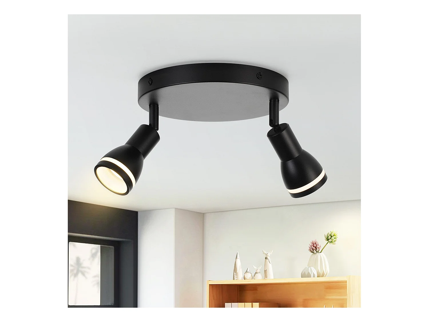 NETTLIFE reflektor sufitowy LED 2 żarówki czarna lampa sufitowa do salonu regulowany reflektor GU10 reflektor nowoczesna lampa