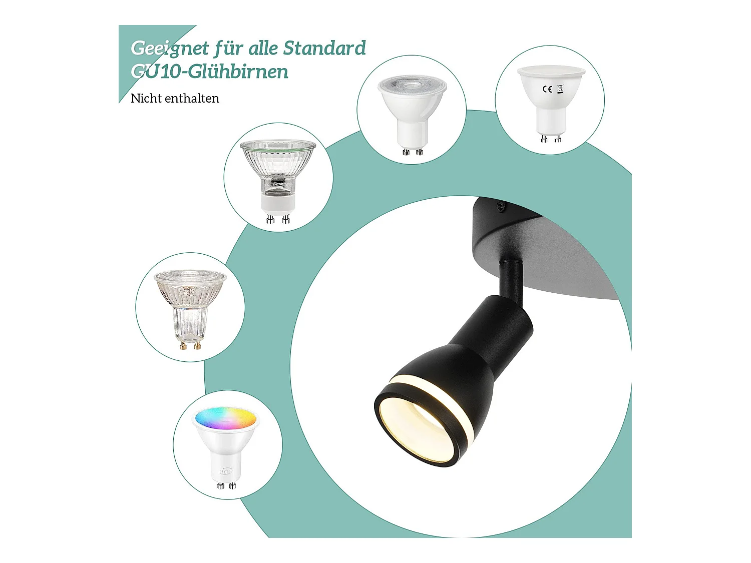 NETTLIFE Spot de plafond LED 2 ampoules noir salon plafonnier spot orientable GU10 spot lampe moderne