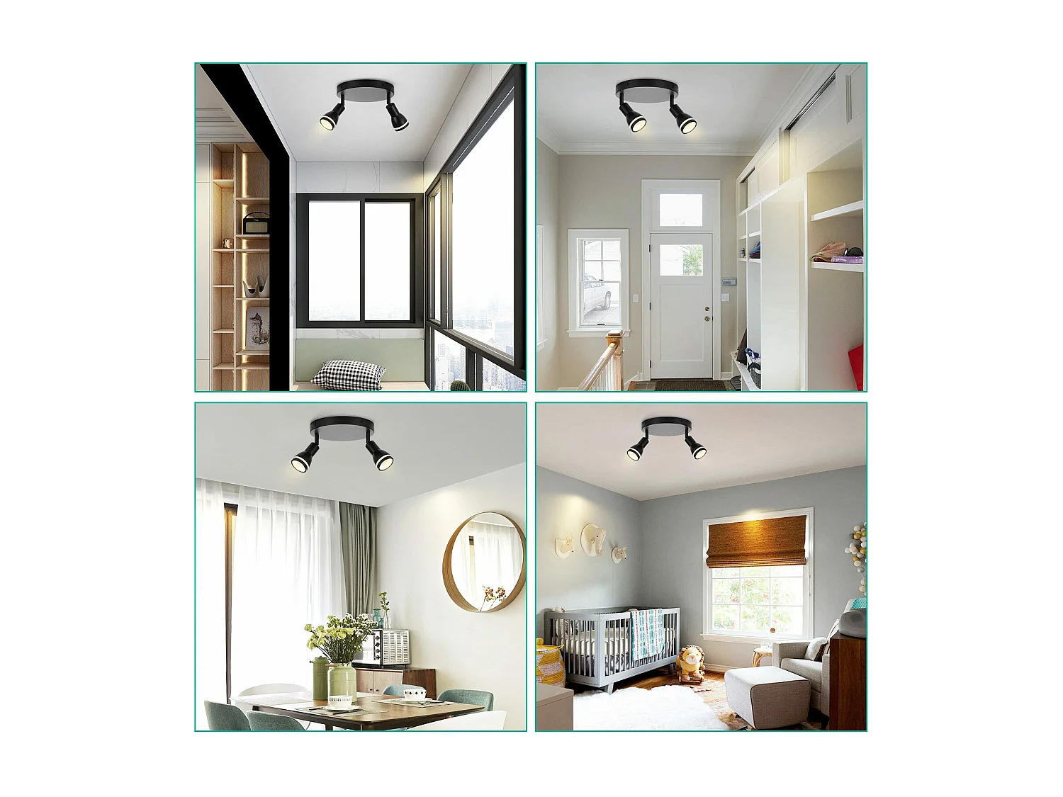 NETTLIFE Opbouwspot GU10 L 20cm zwart 2-Lichts Moderne Plafondlamp 355° draaibaar Plafondspot creatief ontwerp Lampkap voor Slaafkamer | Kantoor | Woonkamer Max.25W