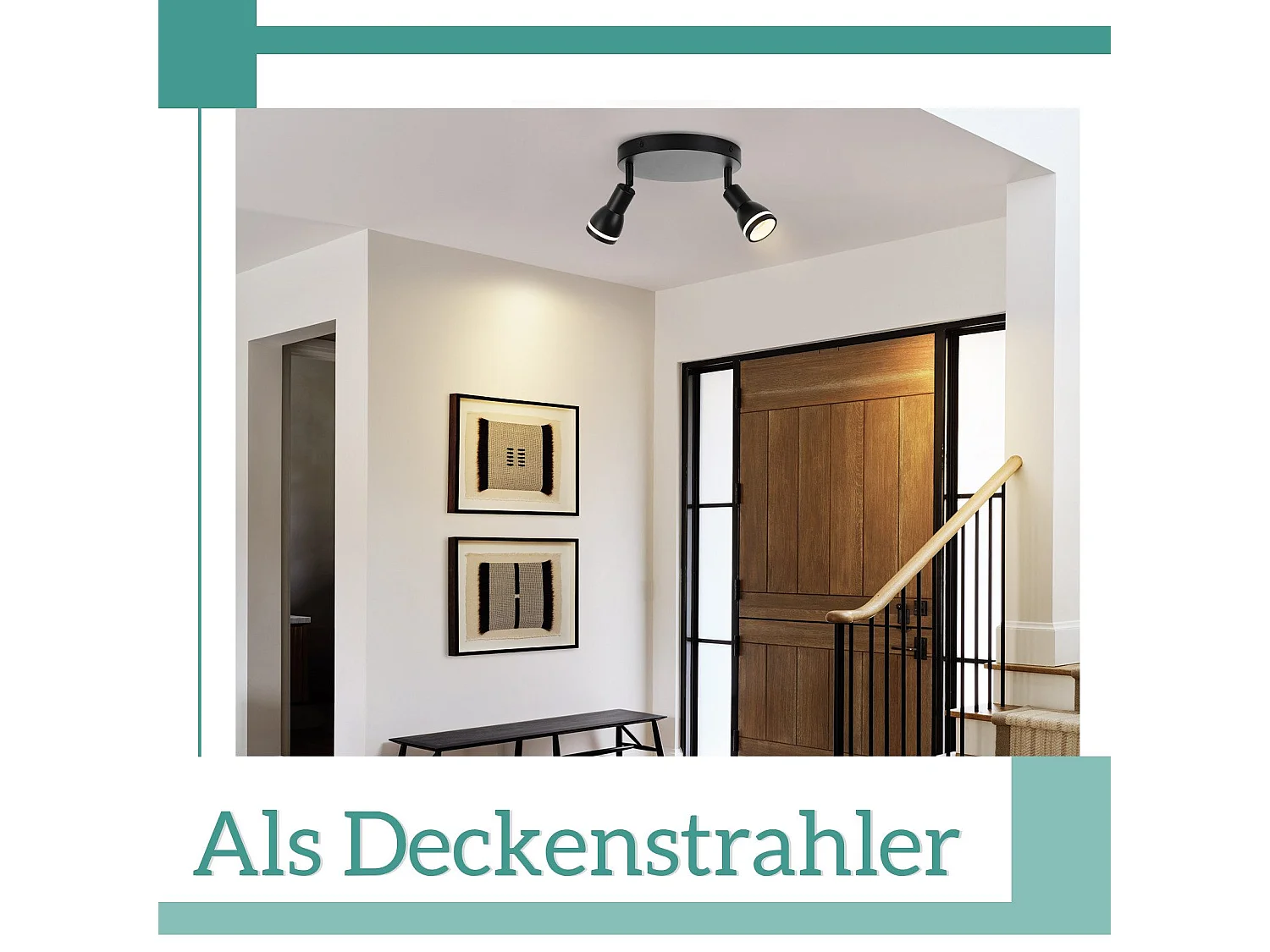 NETTLIFE Spot de plafond LED 2 ampoules noir salon plafonnier spot orientable GU10 spot lampe moderne