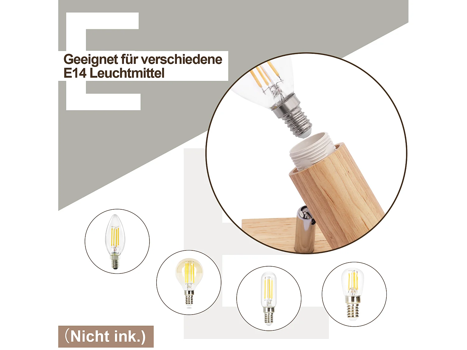 NETTLIFE Opbouwspot Hout zwart cilinder 2-lichts E14 Fitting 350° draaibar Plafondspot Kooiontwerp  Max.25W Vintage Plafondlamp