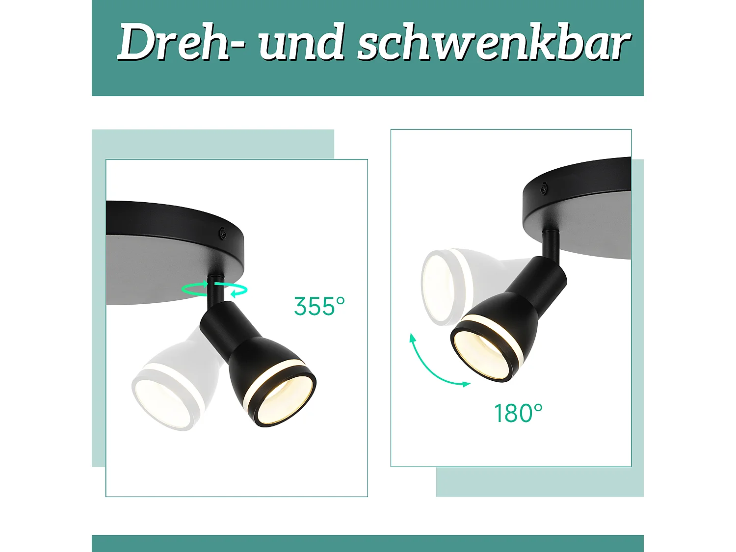 NETTLIFE Opbouwspot GU10 L 20cm zwart 3-Lichts Moderne Plafondlamp 355° draaibaar Plafondspot creatief ontwerp Lampkap voor Slaafkamer | Kantoor | Woonkamer Max.25W