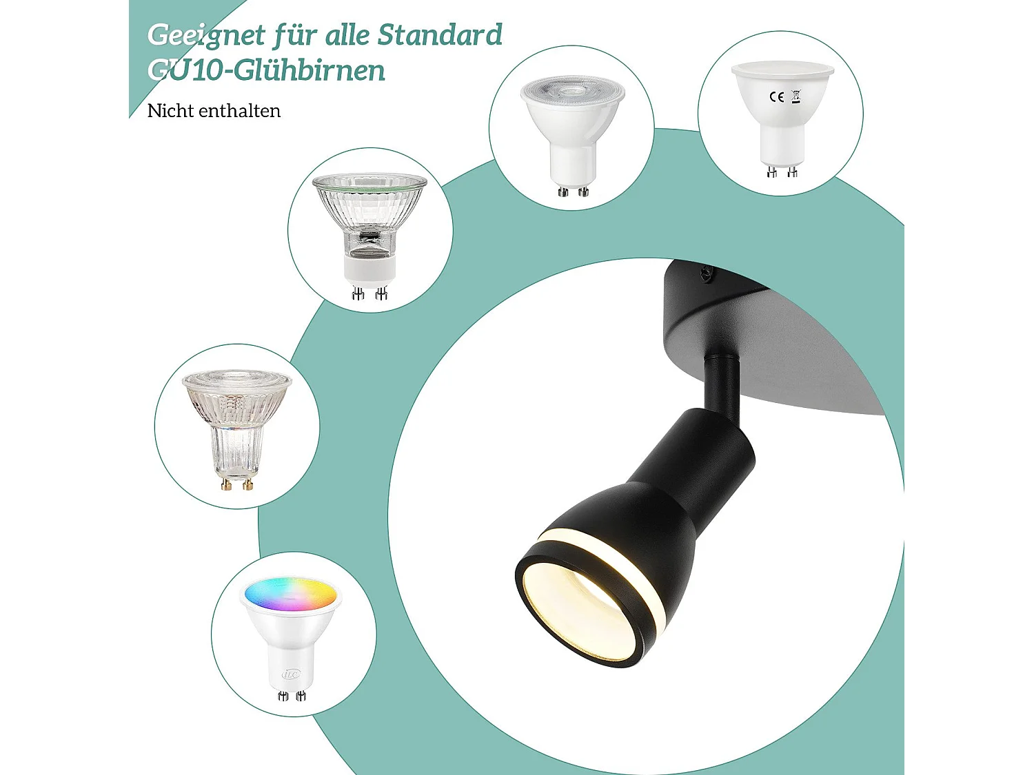 NETTLIFE Plafonnier noir moderne : 3 spots de plafond orientables en métal, plafonnier GU10, pour chambre, salle à manger, sans ampoule