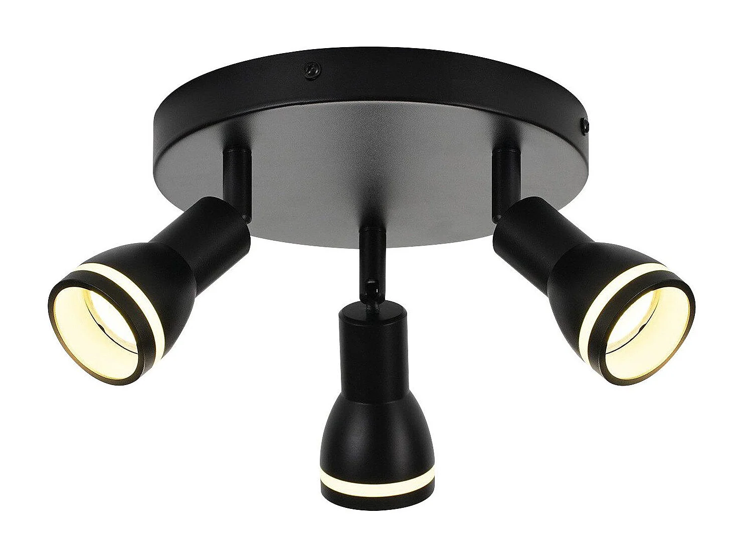 NETTLIFE Plafonnier noir moderne : 3 spots de plafond orientables en métal, plafonnier GU10, pour chambre, salle à manger, sans ampoule