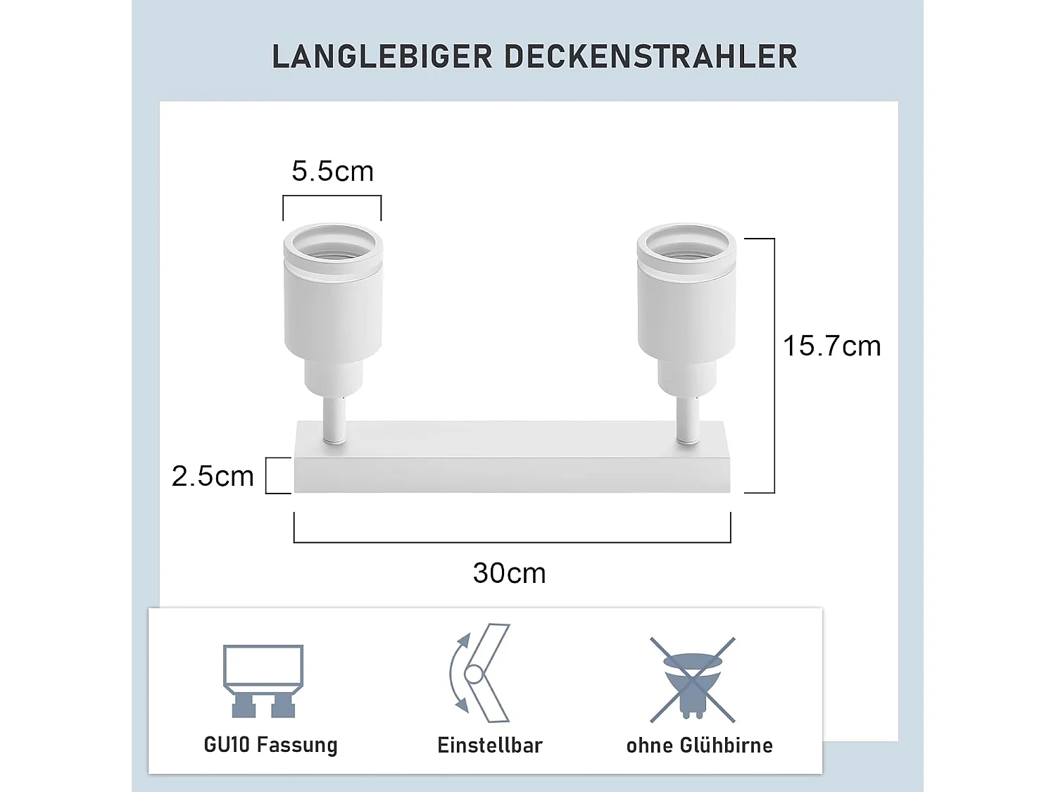 NETTLIFE Spot de plafond plafonnier moderne 2 ampoules orientables plafonnier GU10 métal