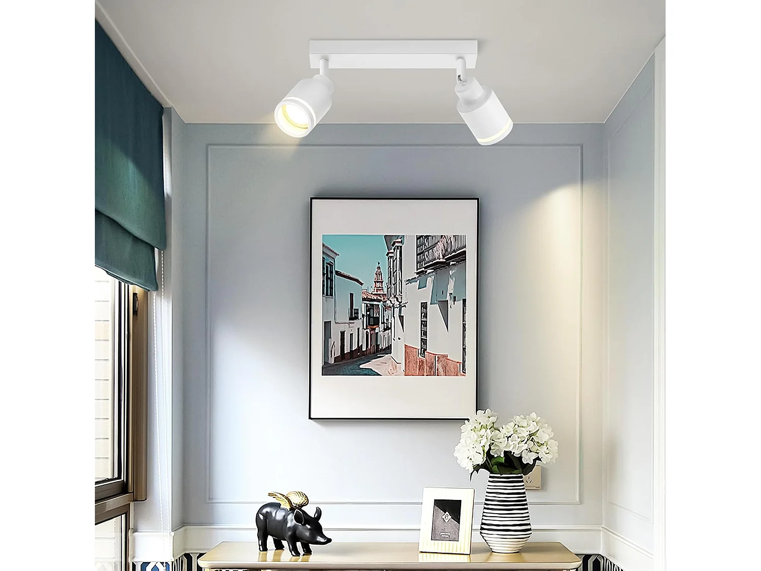 NETTLIFE Spot de plafond plafonnier moderne 2 ampoules orientables plafonnier GU10 métal