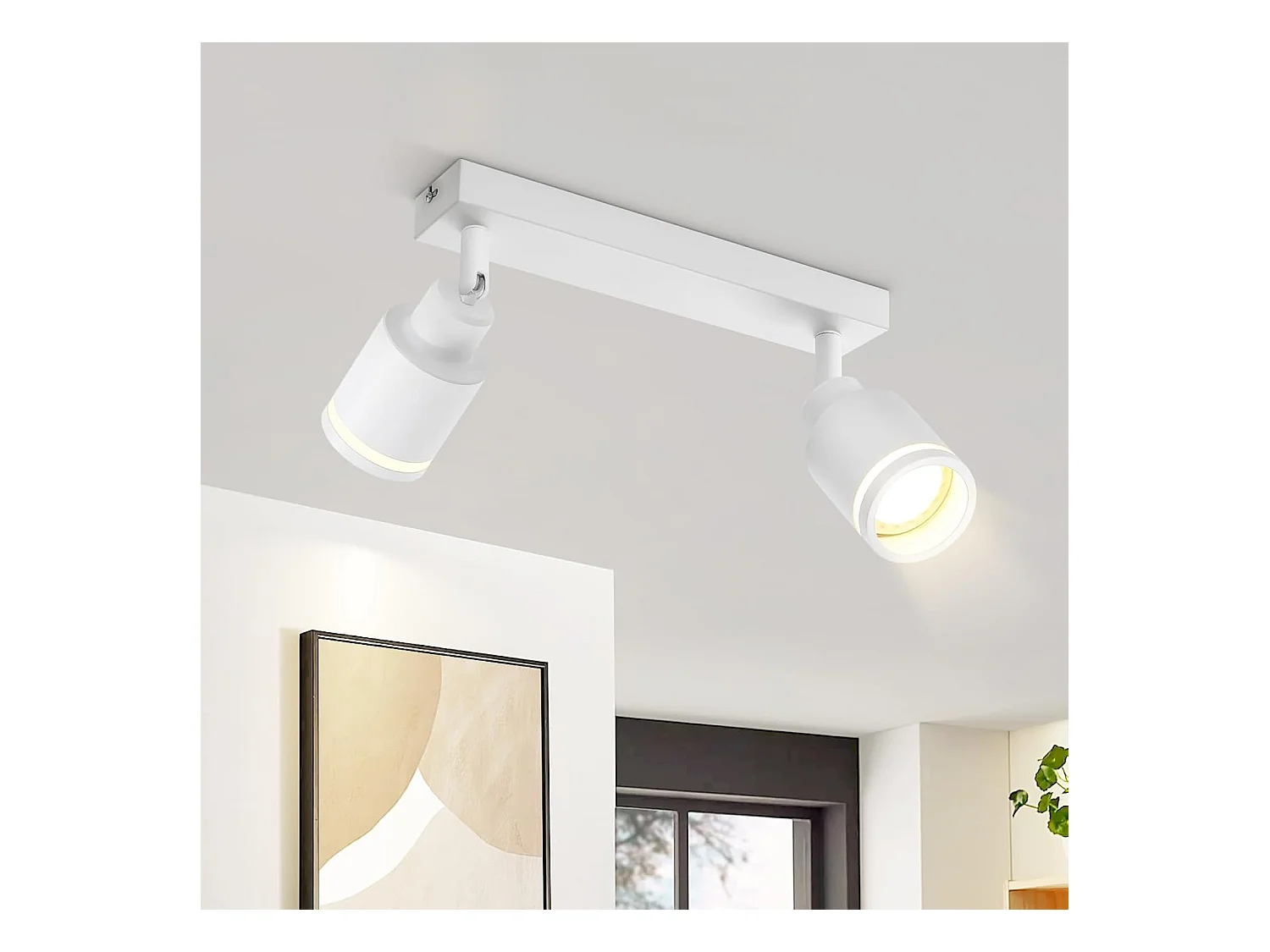 NETTLIFE Opbouwspot GU10 Fitting 2-Lichts rechthoekig Wit Moderne Plafondlamp L 30cm  355° kantelbaar Plafondspot voor Woonkamer Slaafkamer Gang Zonder Lichtborn