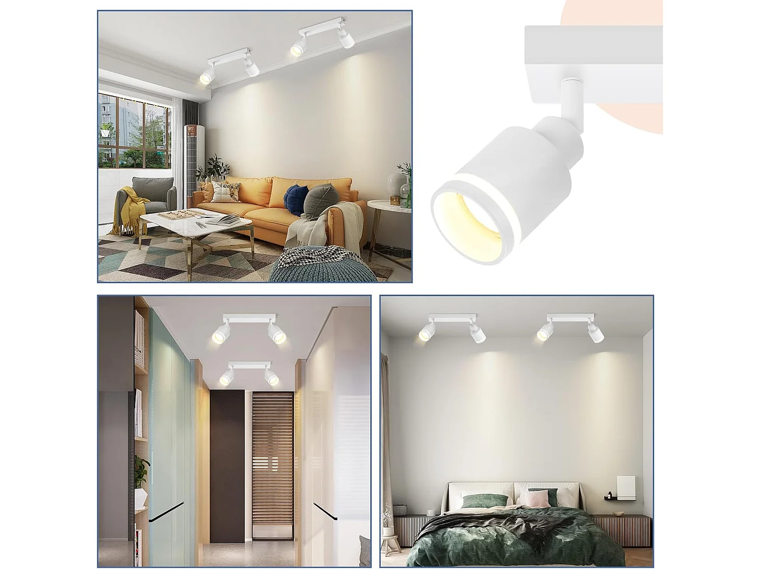 NETTLIFE Spot de plafond plafonnier moderne 2 ampoules orientables plafonnier GU10 métal