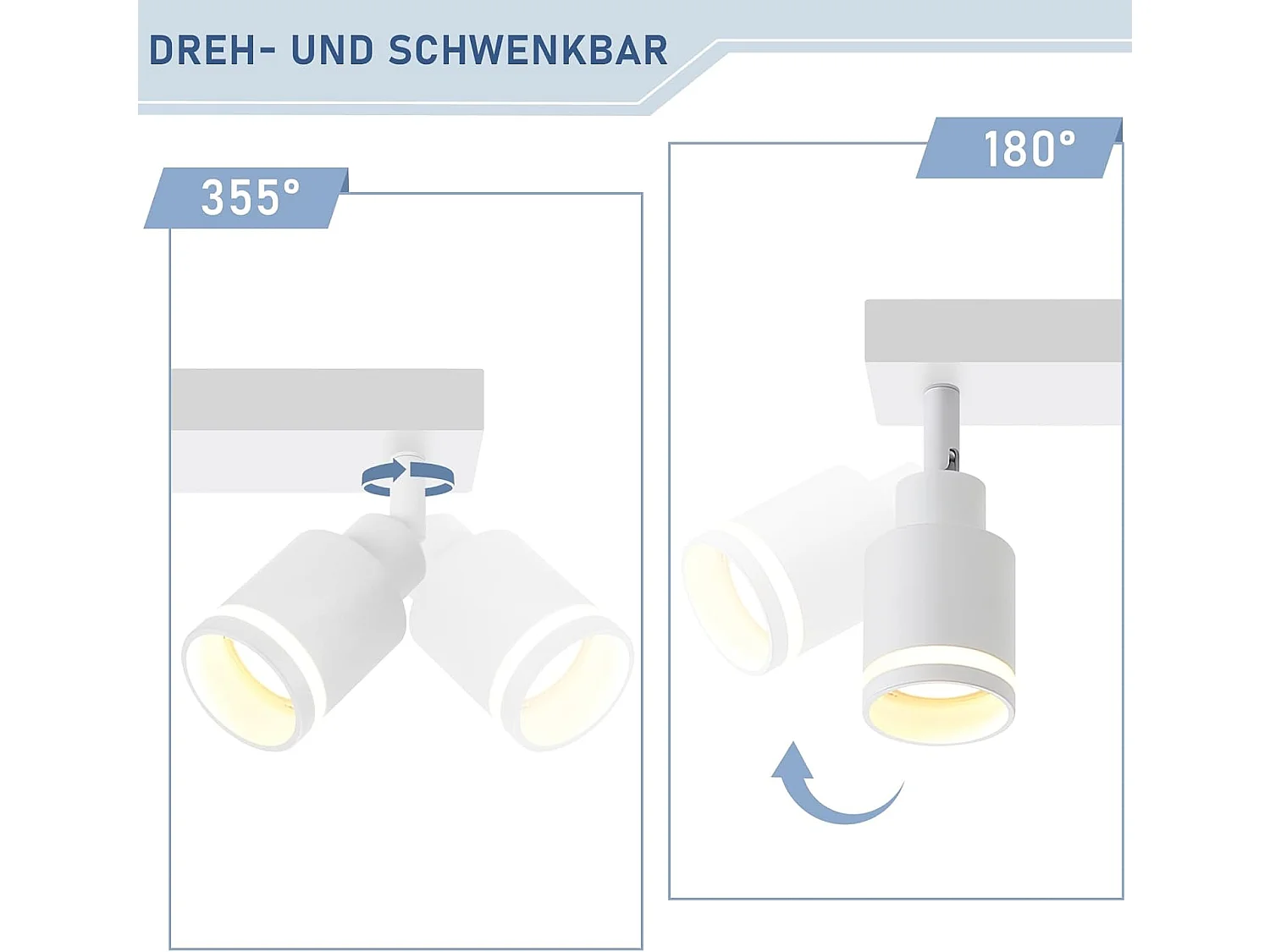 NETTLIFE Spot de plafond plafonnier moderne 2 ampoules orientables plafonnier GU10 métal