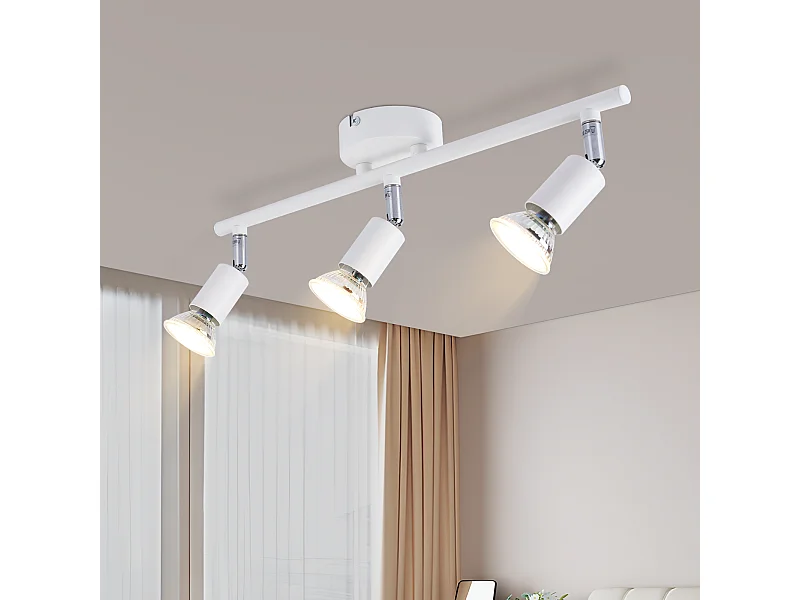 NETTLIFE Opbouwspot 3-lichts GU10 Fitting wit Metaal draaibar Plafondspot L 40cm Vintage Plafondlamp voor Slaapkamer | Hal | Woonkamer | Keuken Zonder Lichtborn
