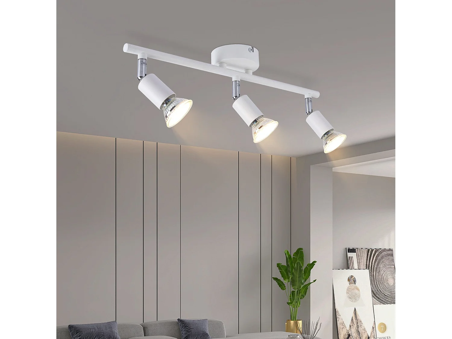 NETTLIFE Opbouwspot 3-lichts GU10 Fitting wit Metaal draaibar Plafondspot L 40cm Vintage Plafondlamp voor Slaapkamer | Hal | Woonkamer | Keuken Zonder Lichtborn